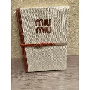 Miu Miu Canvas Notebook with Leather Strap – Brand New Authentic